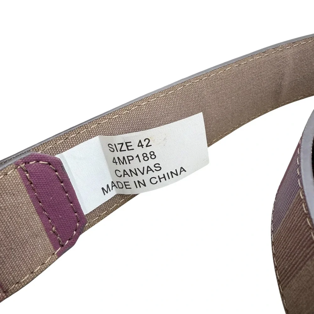 Cuater TravisMathew Mens Canvas Belt Purple Tan Striped Size 42 4MP188
